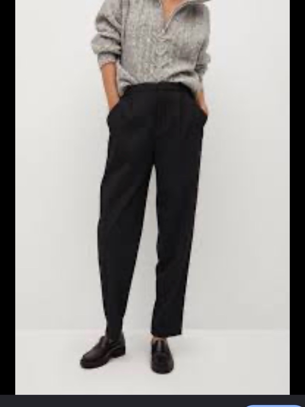 Mango pleated Black Tailored Trousers - Classic Straight Fit